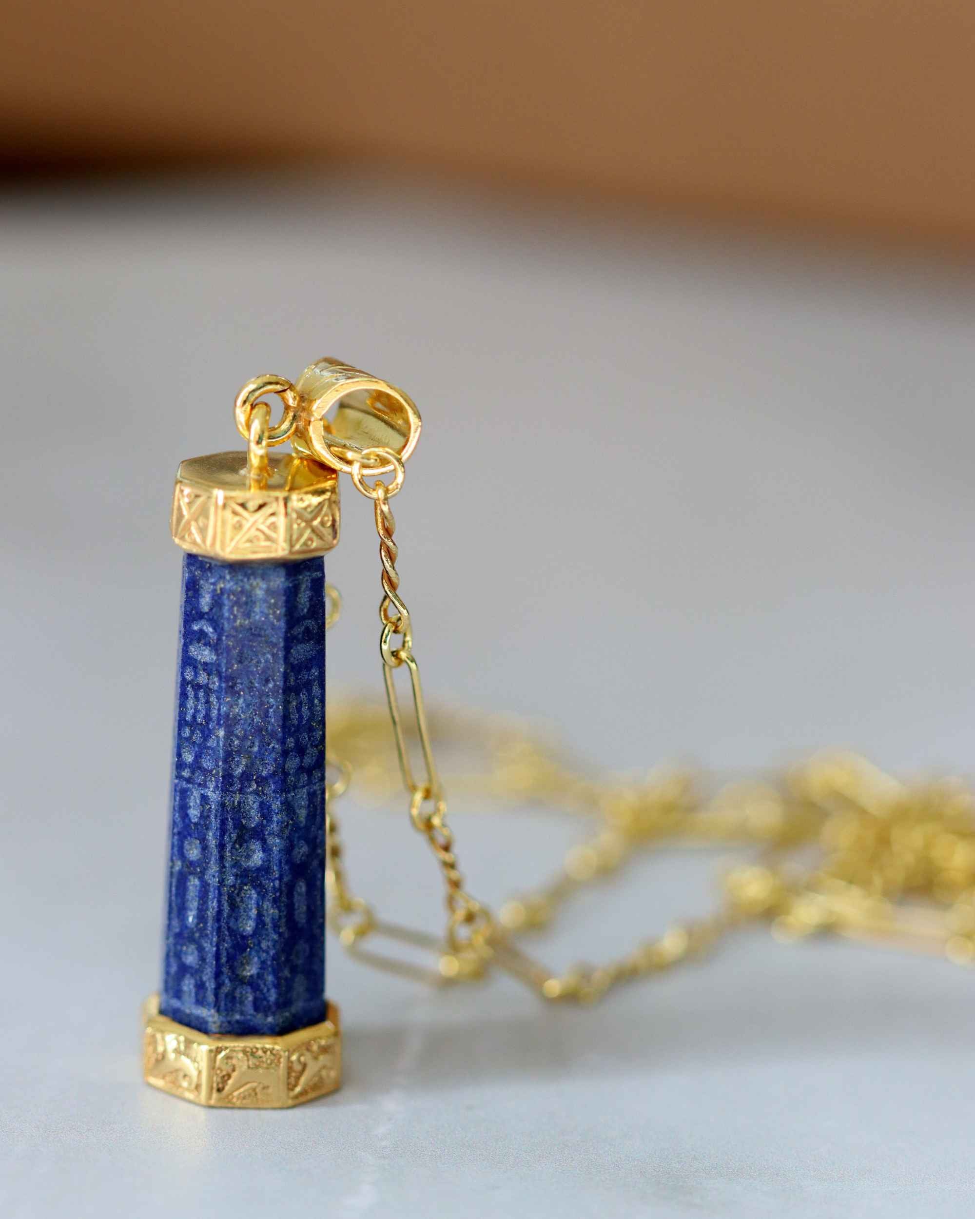 Minar Lapis Handcarved Pendant Necklace | Sustainable Jewellery by Ottoman Hands