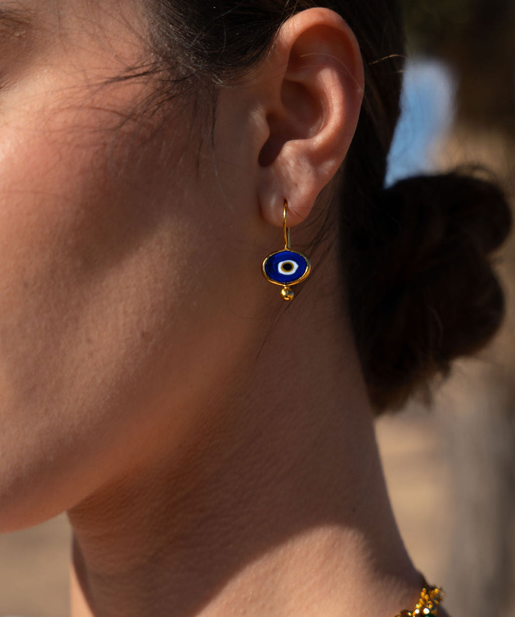 Alara Navy Evil Eye Drop Earrings | Sustainable Jewellery by Ottoman Hands