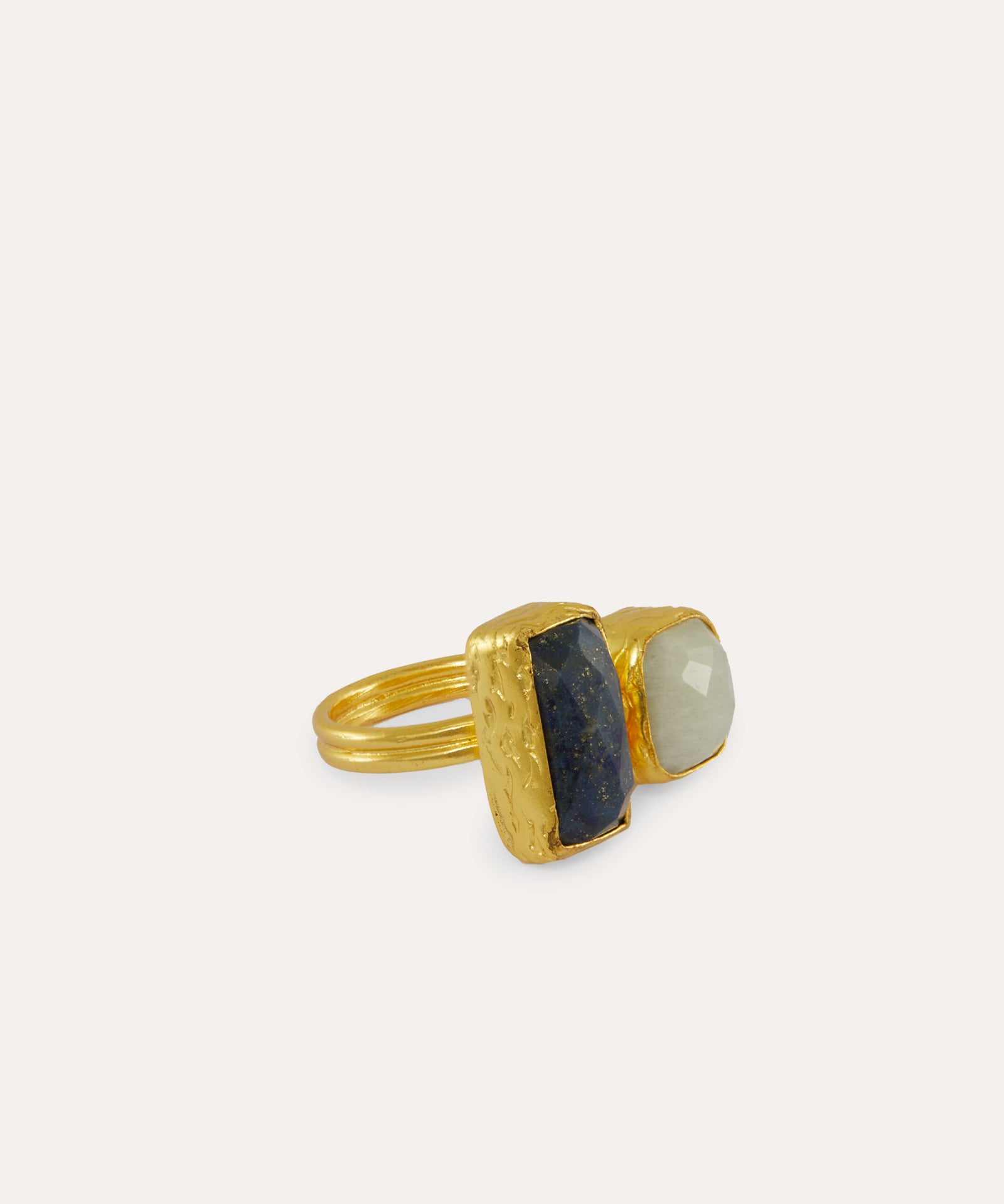 Nerissa Lapis and Moonstone Cocktail Ring | Sustainable Jewellery by Ottoman Hands