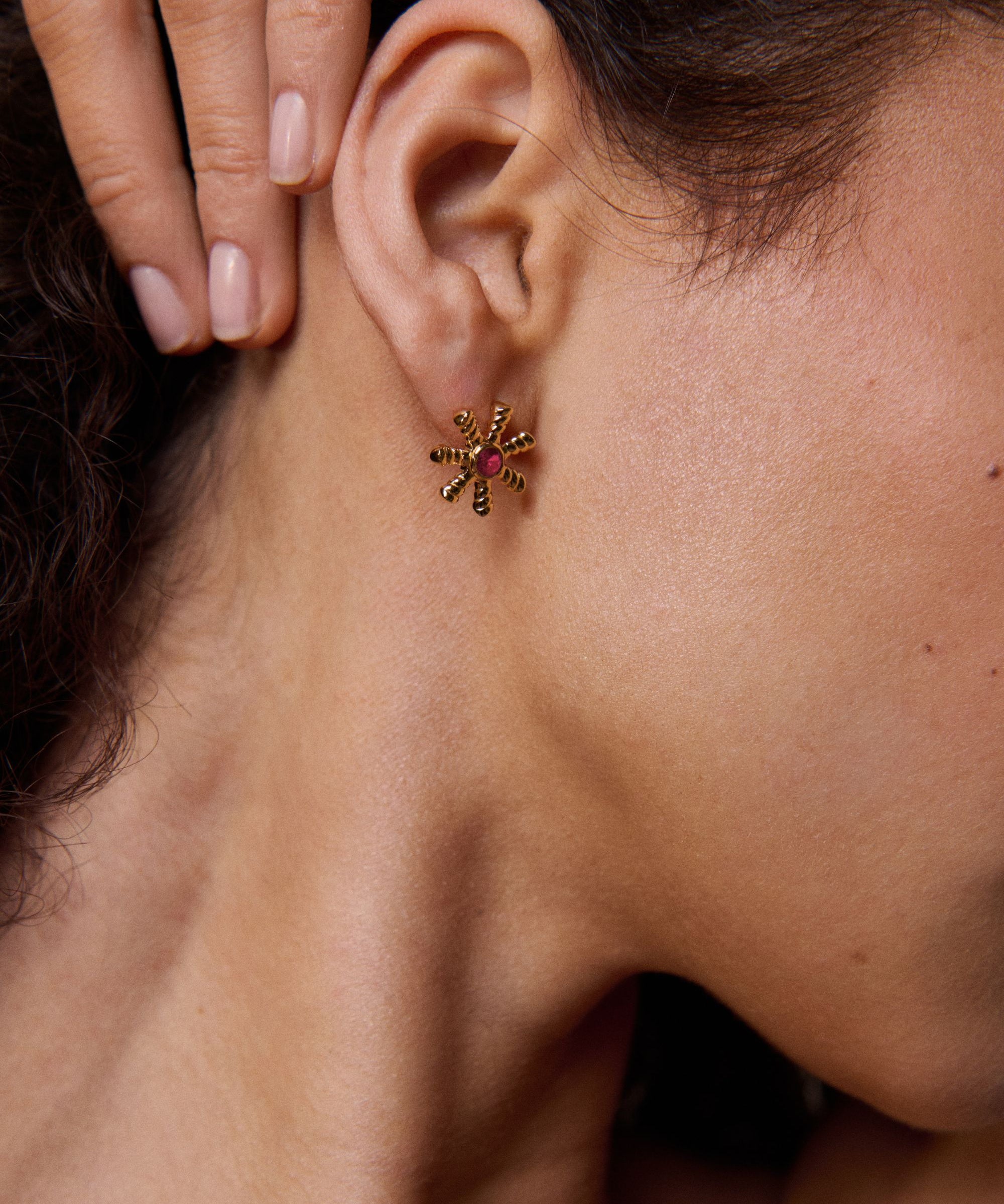 Stephanie Yeboah Anansi Red Crystal Stud Earrings | Sustainable Jewellery by Ottoman Hands