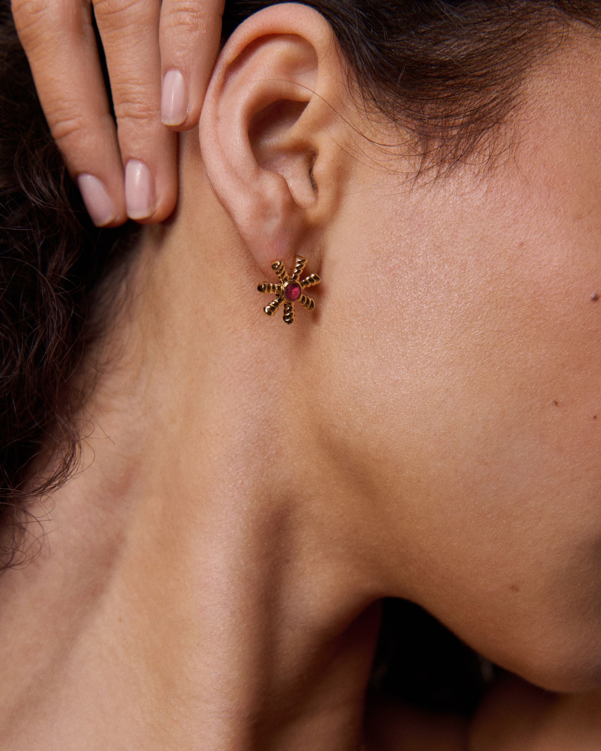 Stephanie Yeboah Anansi Red Crystal Stud Earrings | Sustainable Jewellery by Ottoman Hands