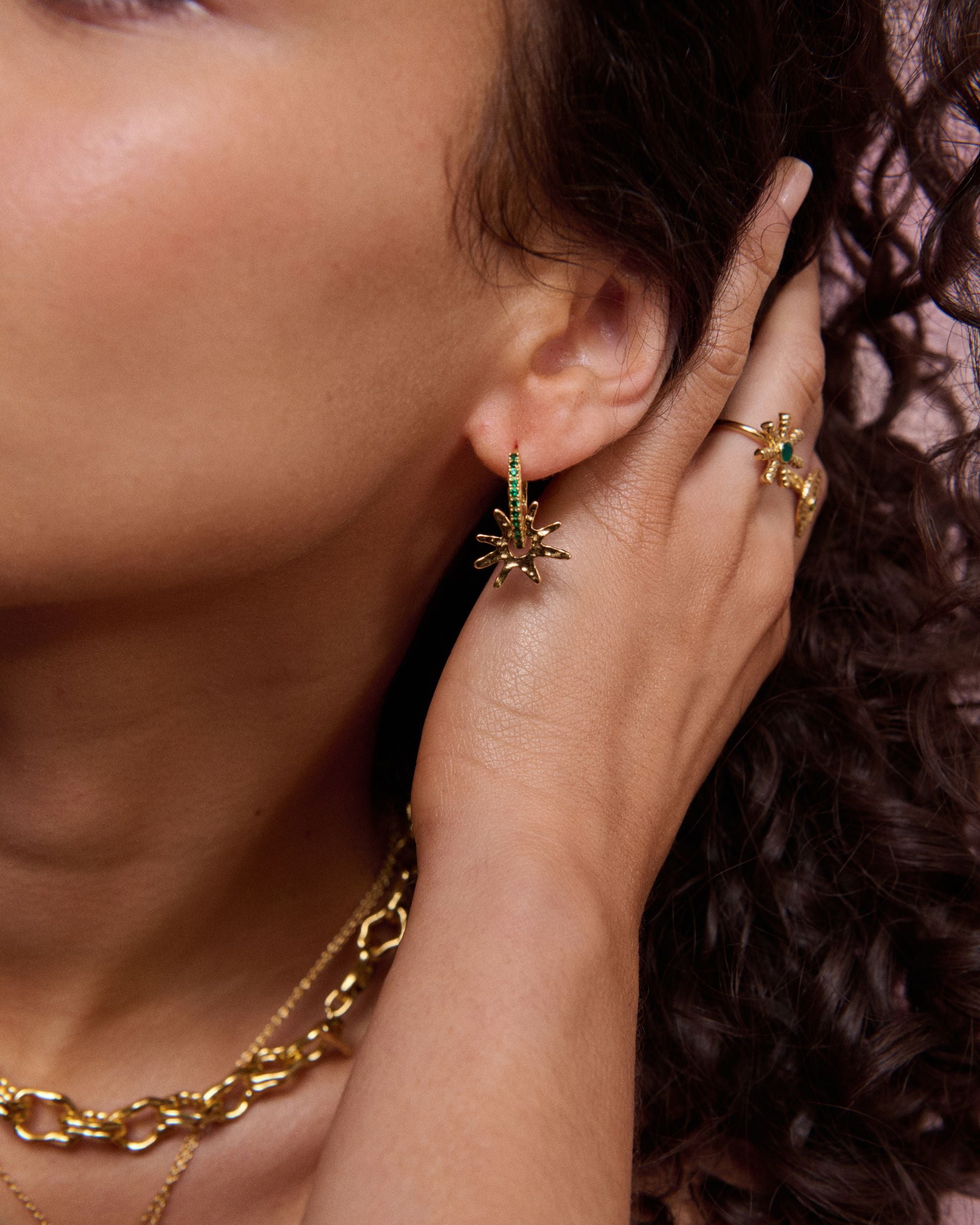 Stephanie Yeboah Nsoromma Star Hoop Earrings - Green | Sustainable Jewellery by Ottoman Hands