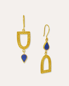 Ghatra Lapis Asymetrical Drop Earrings | Sustainable Jewellery by Ottoman Hands