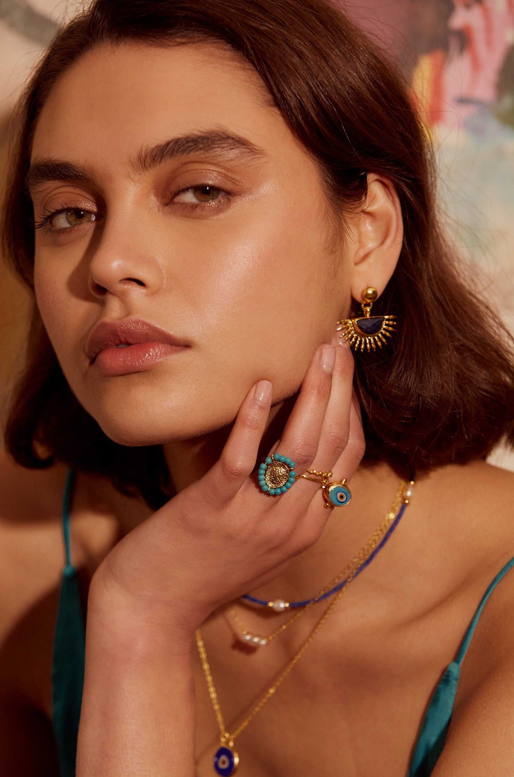 Sunrise Lapis Drop Stud Earrings | Sustainable Jewellery by Ottoman Hands