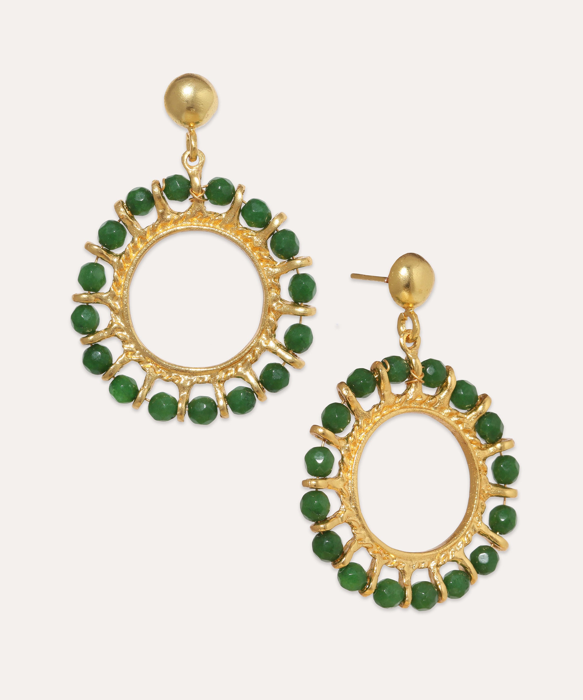 Acadia Green Jade Beaded Front Hoop Earrings | Sustainable Jewellery by Ottoman Hands