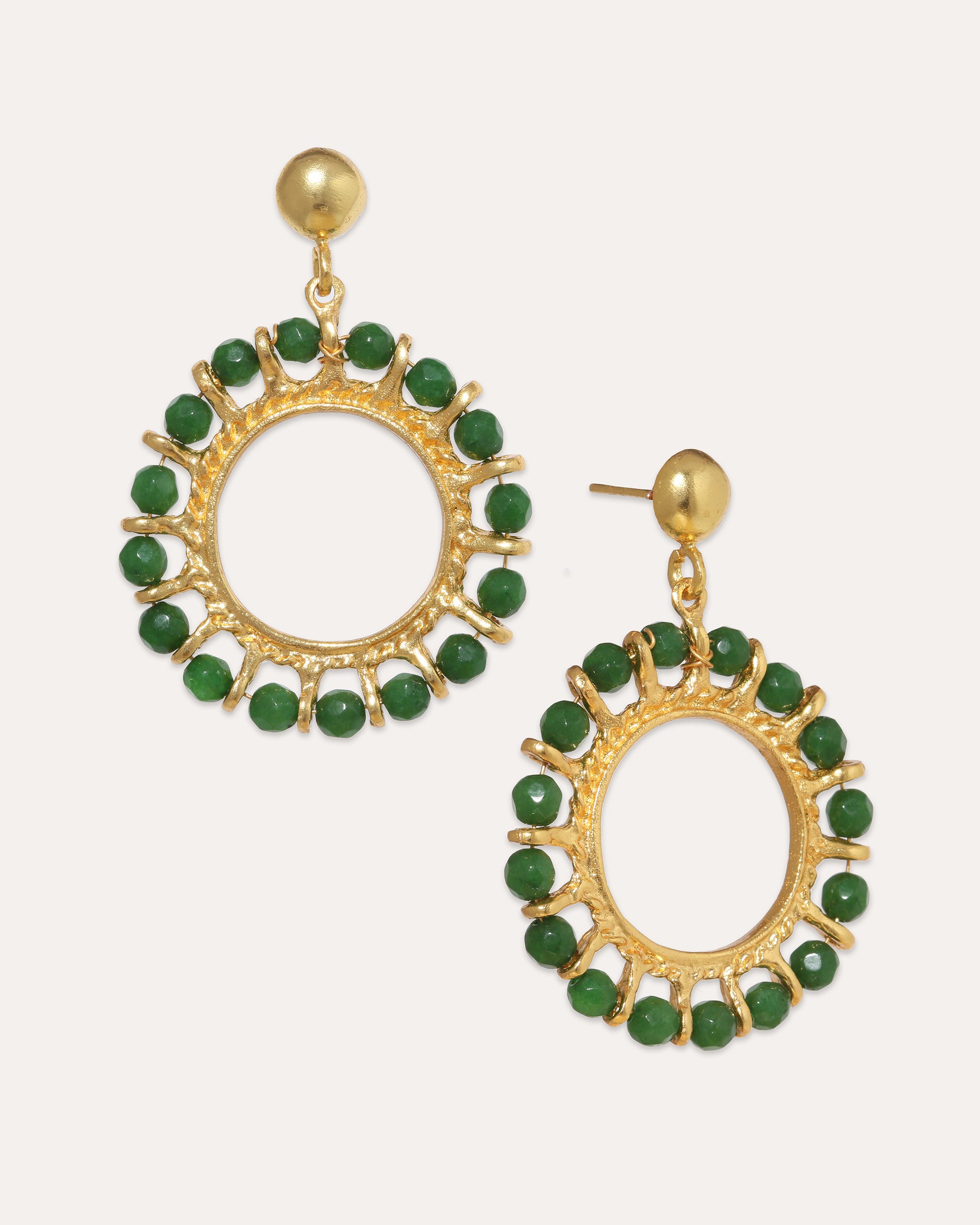 Acadia Green Jade Beaded Front Hoop Earrings | Sustainable Jewellery by Ottoman Hands