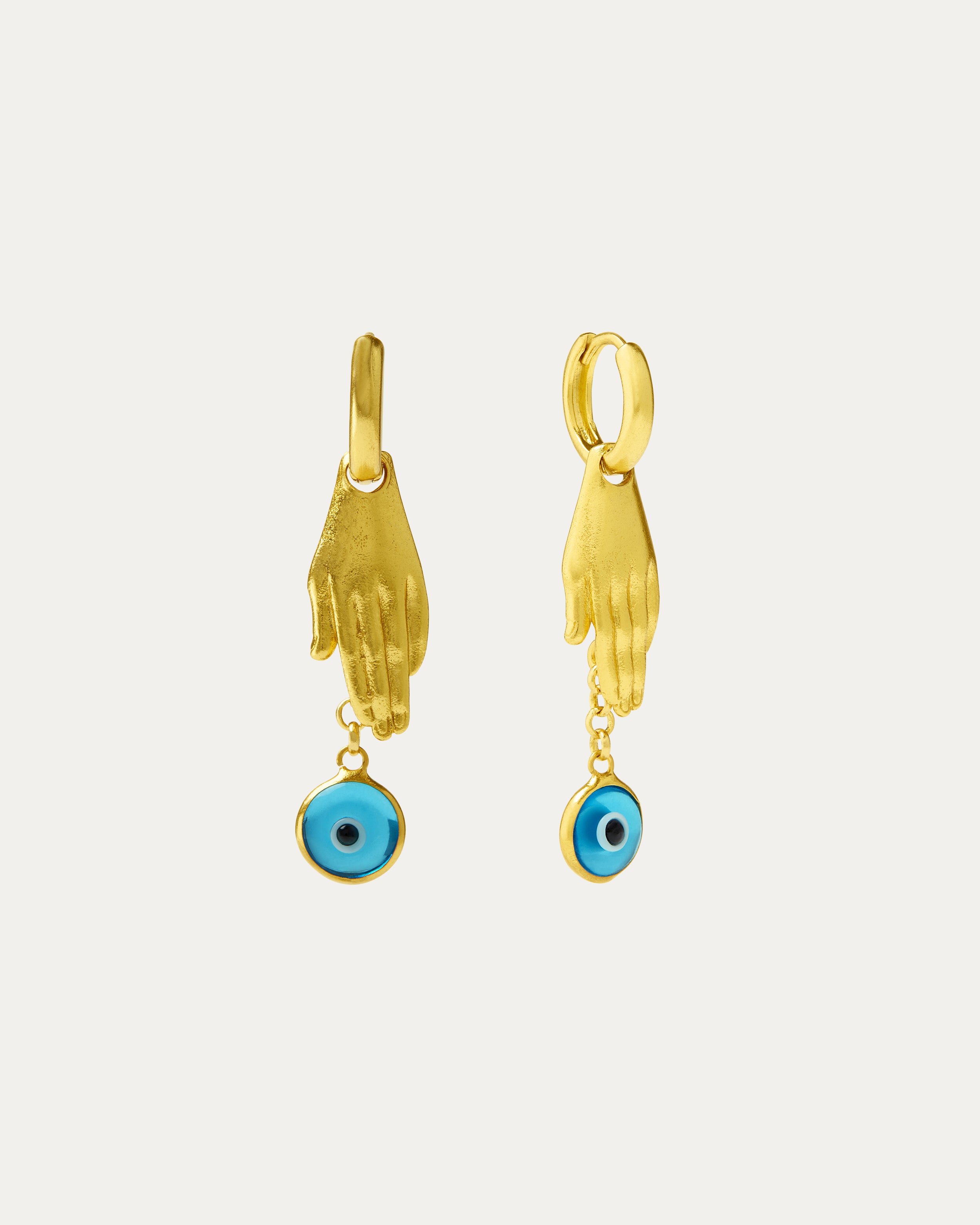 Angelica Hand and Evil Eye Huggie Earrings | Sustainable Jewellery by Ottoman Hands