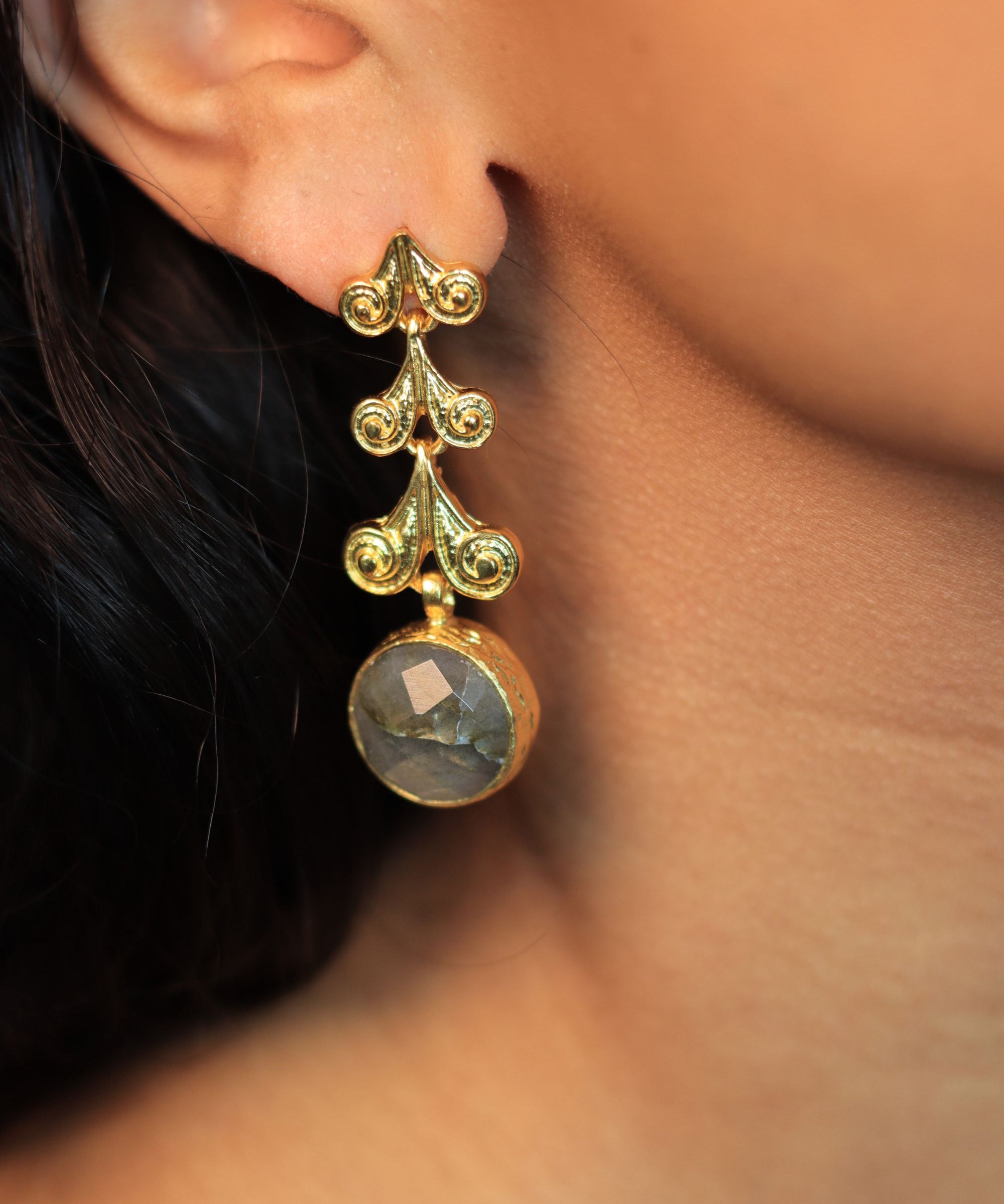 Avra Labradorite Drop Earrings | Sustainable Jewellery by Ottoman Hands