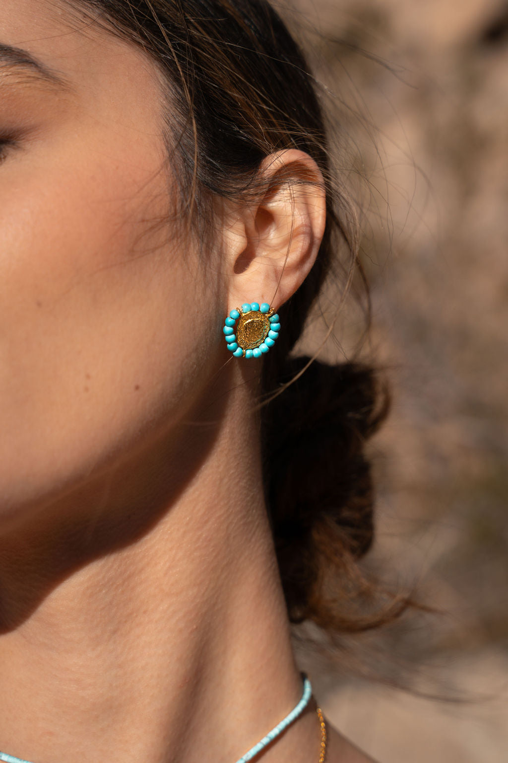 Callie Turquoise Stud Earrings | Sustainable Jewellery by Ottoman Hands