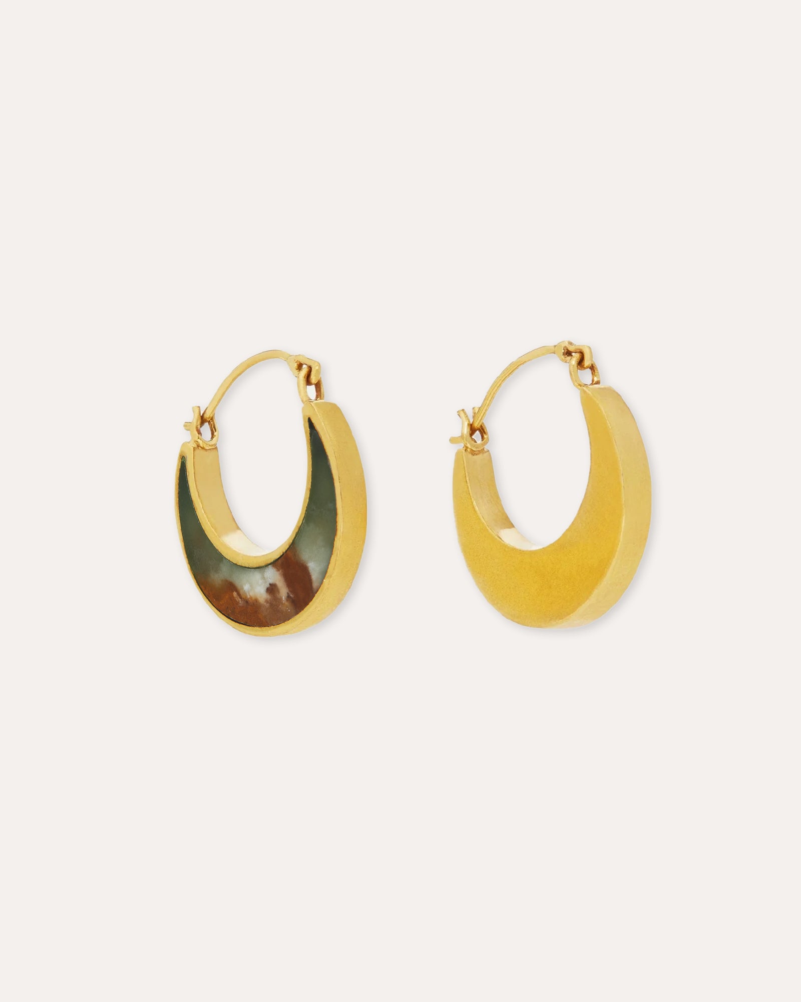 Farah Green Onyx Crescent Moon Hoop Earrings | Sustainable Jewellery by Ottoman Hands