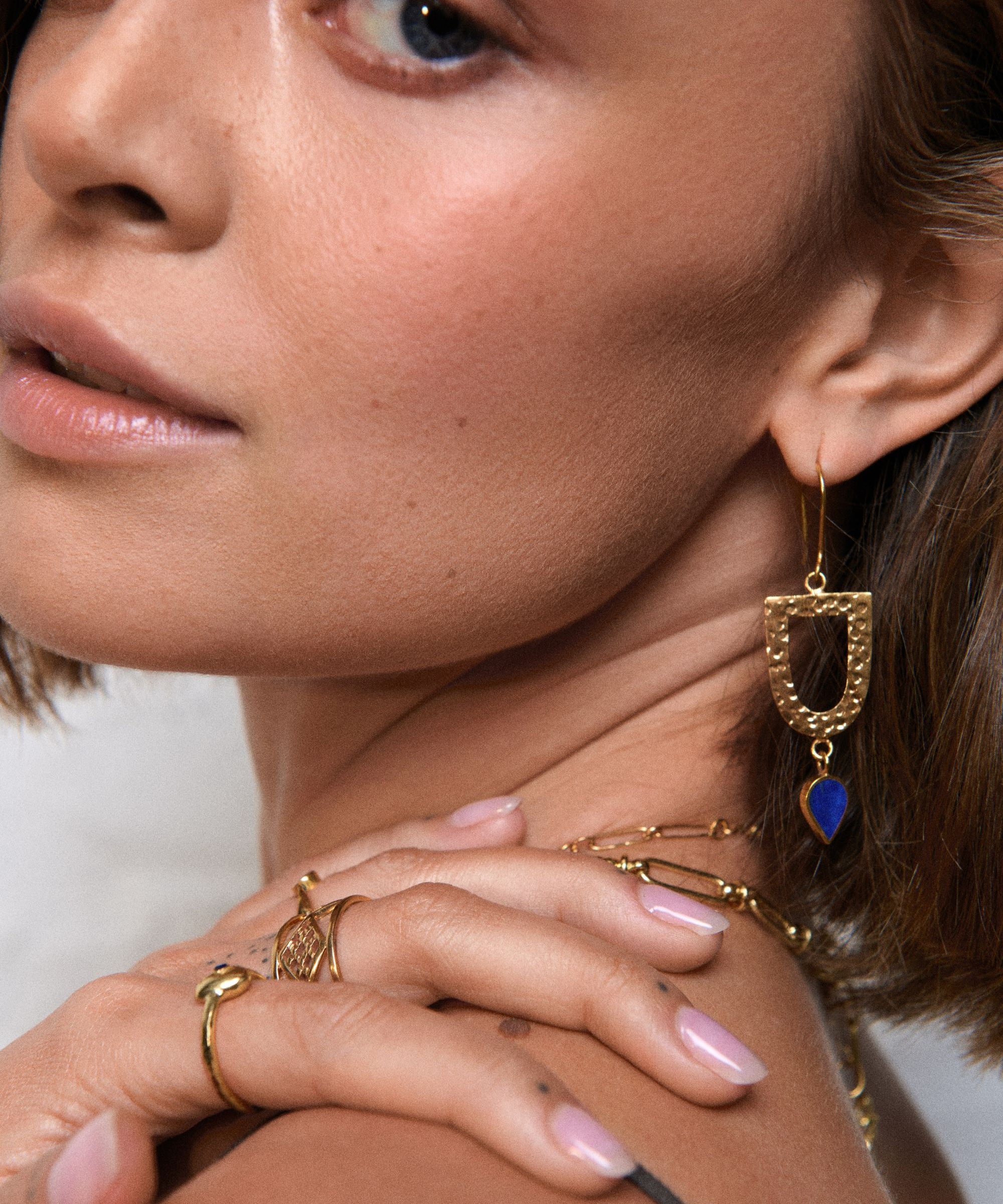 Ghatra Lapis Asymetrical Drop Earrings | Sustainable Jewellery by Ottoman Hands