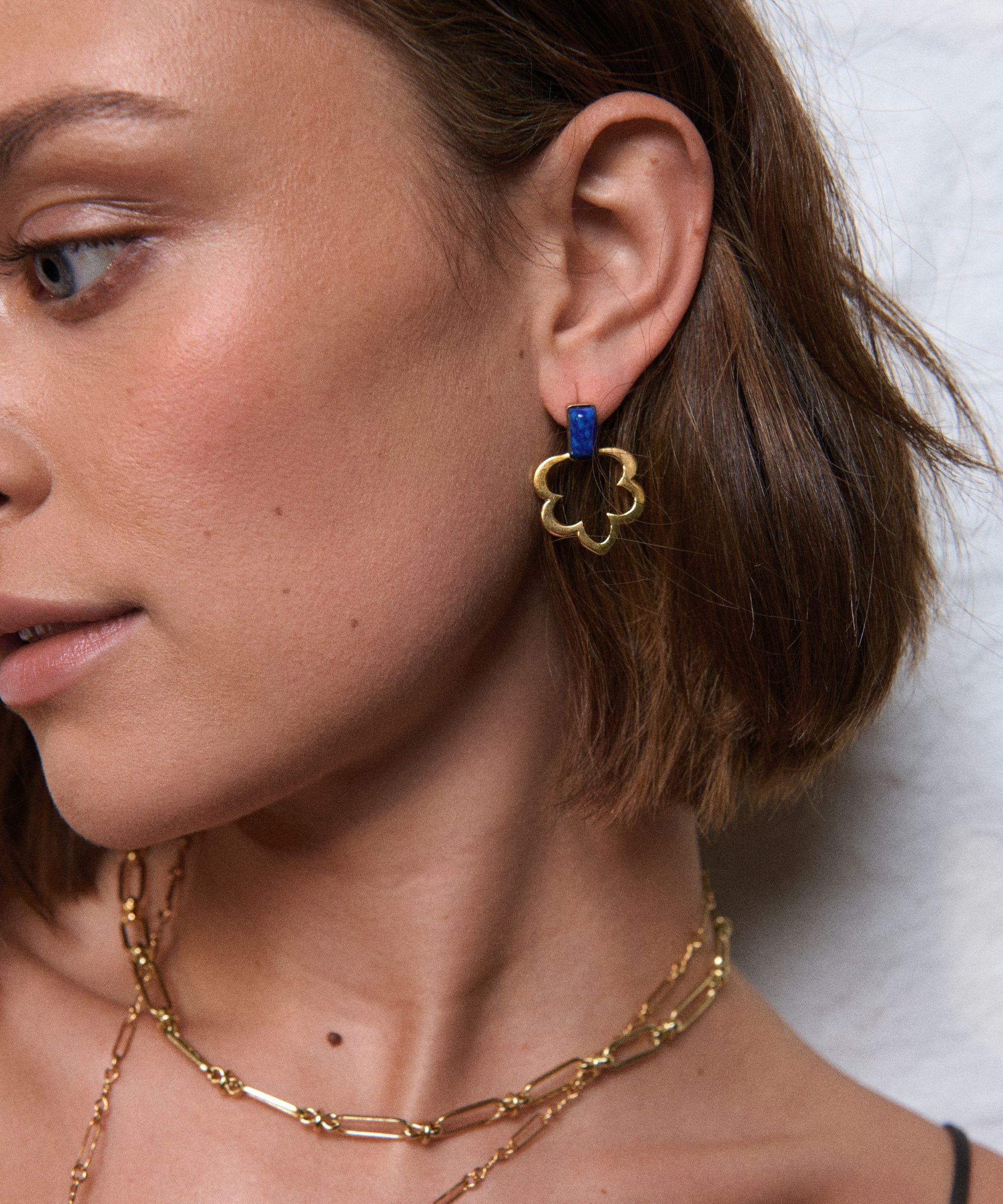 Haft Jush Lapis Drop Earrings | Sustainable Jewellery by Ottoman Hands