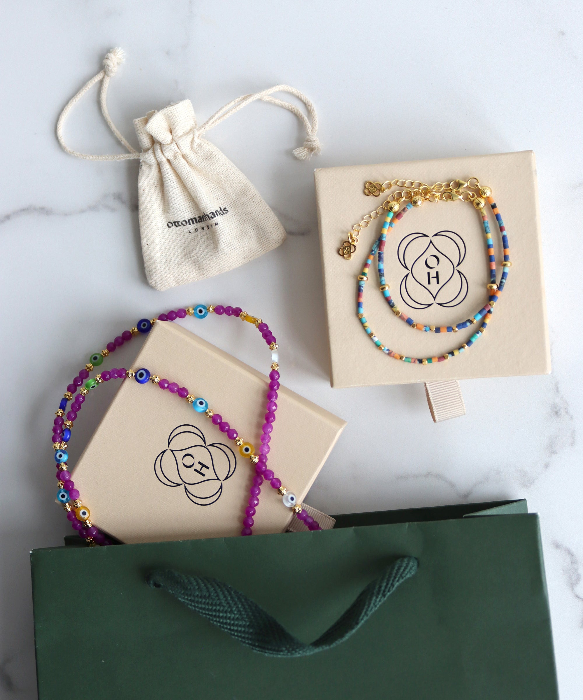 Clara Evil Eye Beaded Necklace - Mother & Child Set | Sustainable Jewellery by Ottoman Hands
