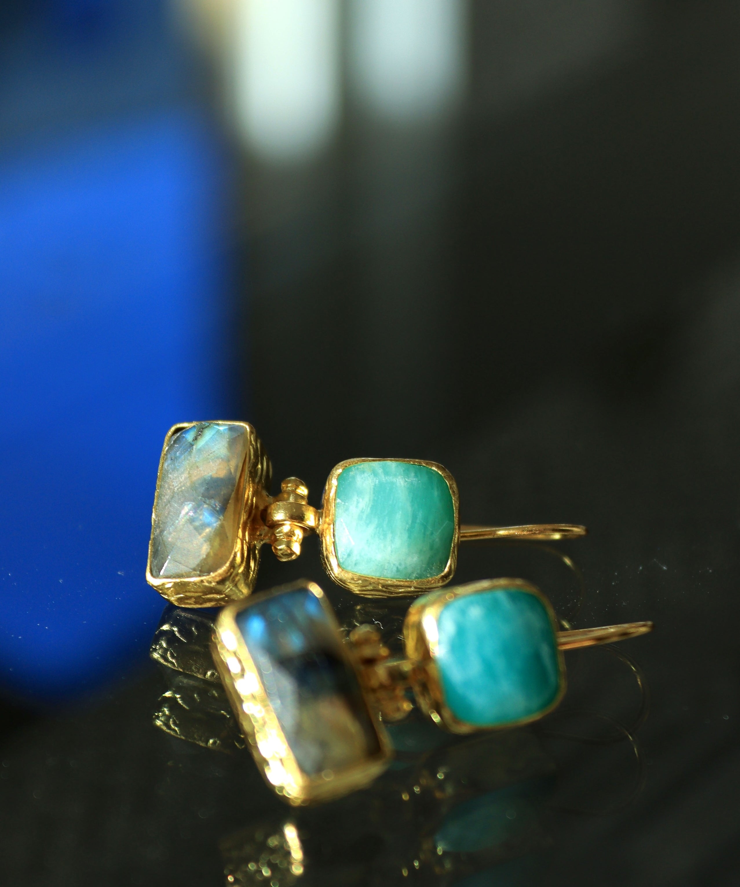 Nerissa Labradorite and Chalcedony Drop Earrings | Sustainable Jewellery by Ottoman Hands