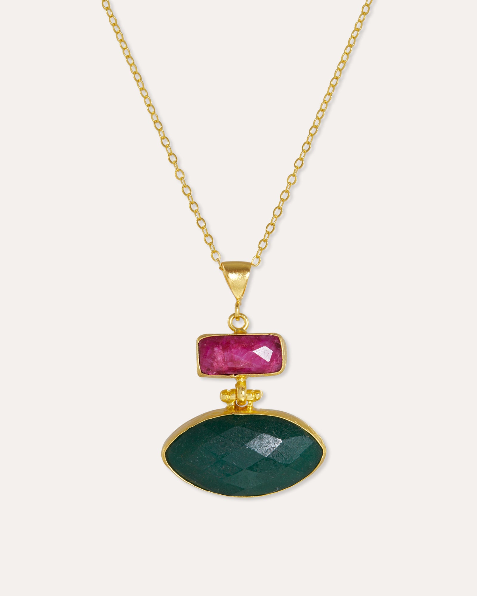 Innana Ruby and Emerald Pendant Necklace | Sustainable Jewellery by Ottoman Hands