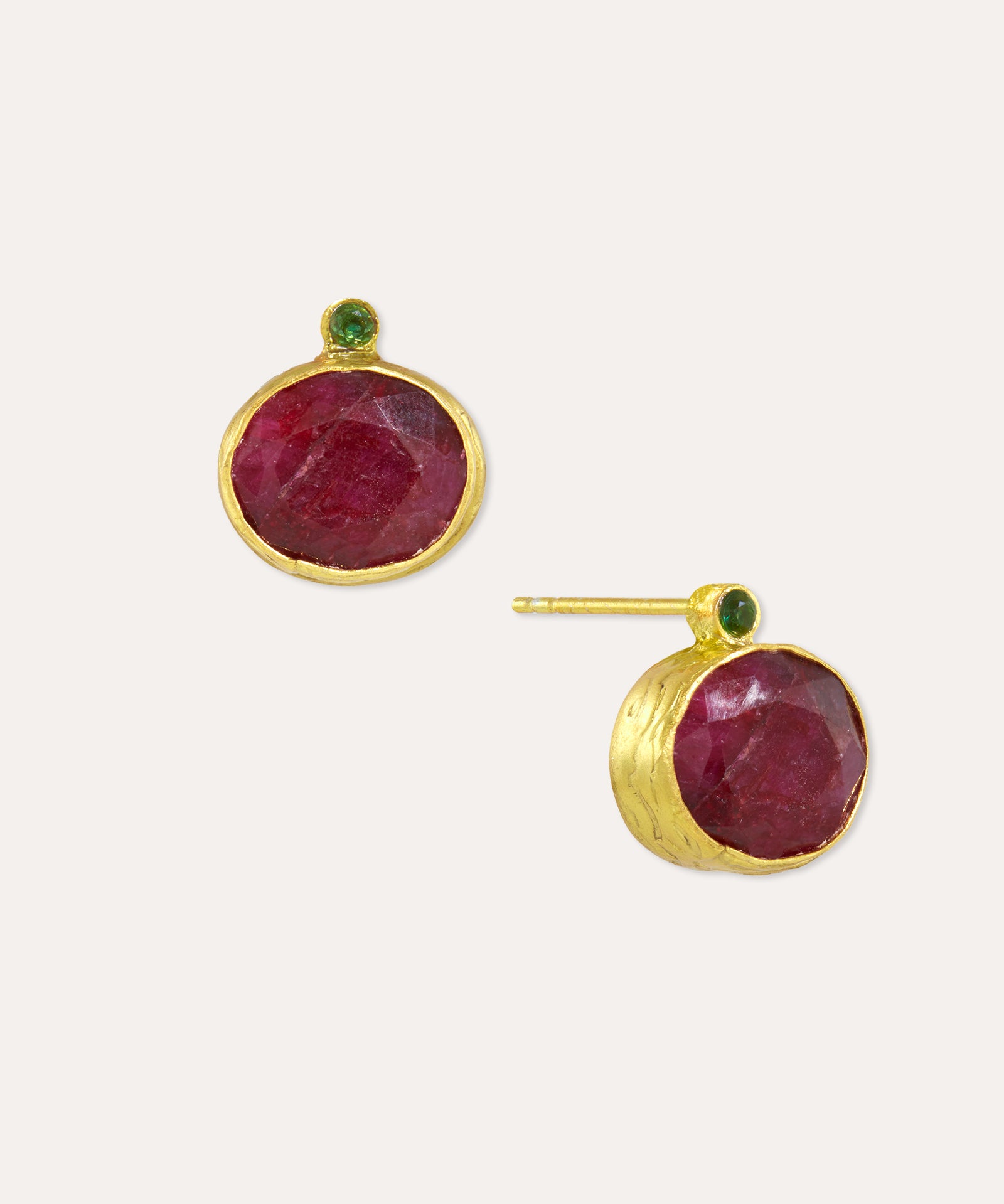 Lucia Ruby and Green Crystals Stud Earrings | Sustainable Jewellery by Ottoman Hands