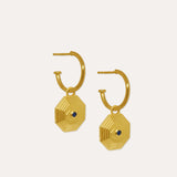 Art Deco Evil Eye Charm Hoop Earrings