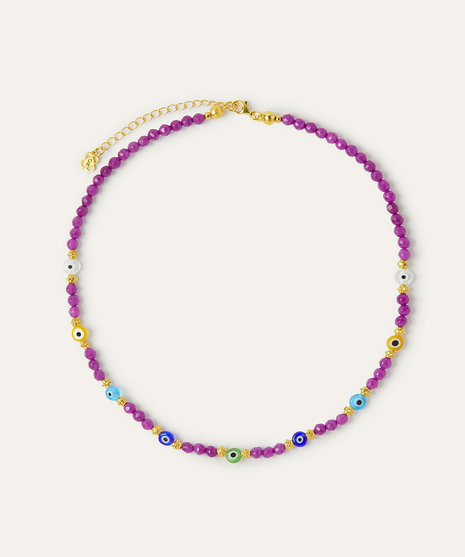 Clara Evil Eye Beaded Purple Jade Necklace | Sustainable Jewellery by Ottoman Hands