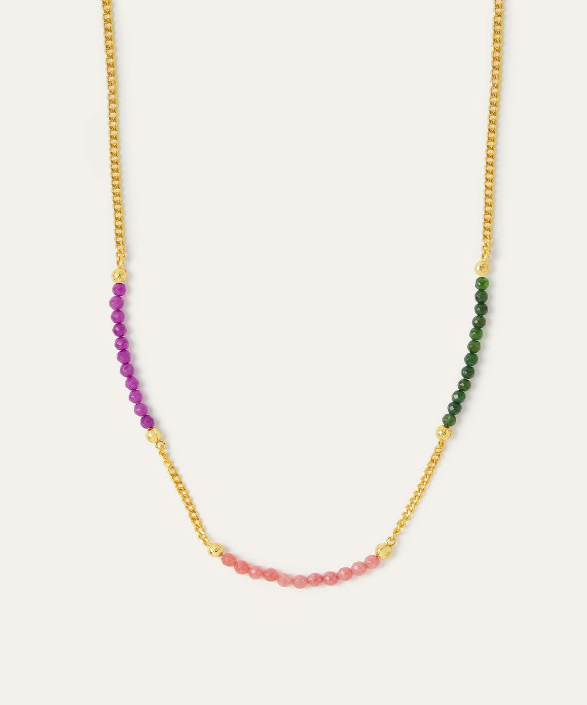 Imogen Green, Purple and Pink Jade Beaded Necklace | Sustainable Jewellery by Ottoman Hands