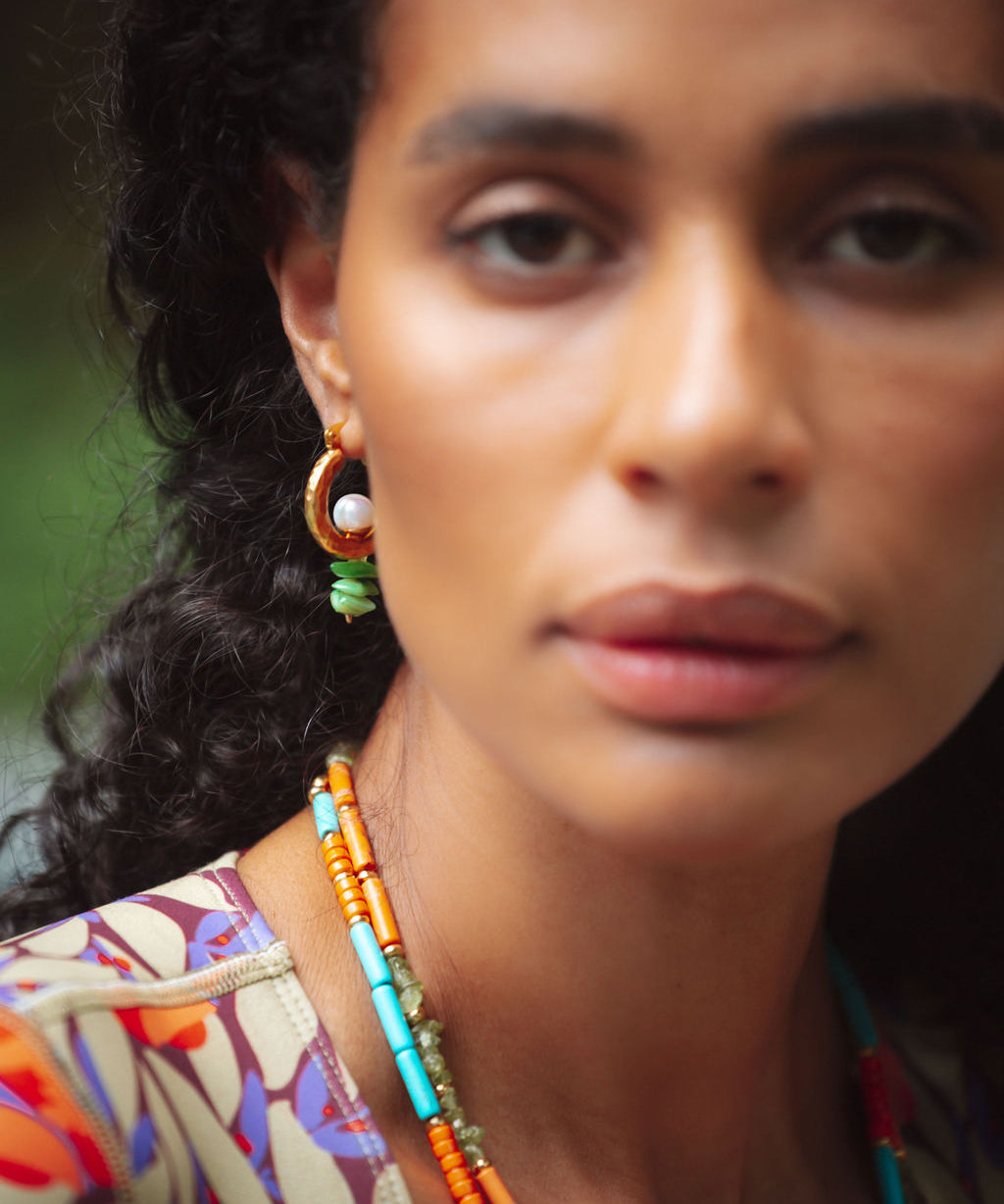 Lexie Green Mother of Pearl Hoop Earrings | Sustainable Jewellery by Ottoman Hands