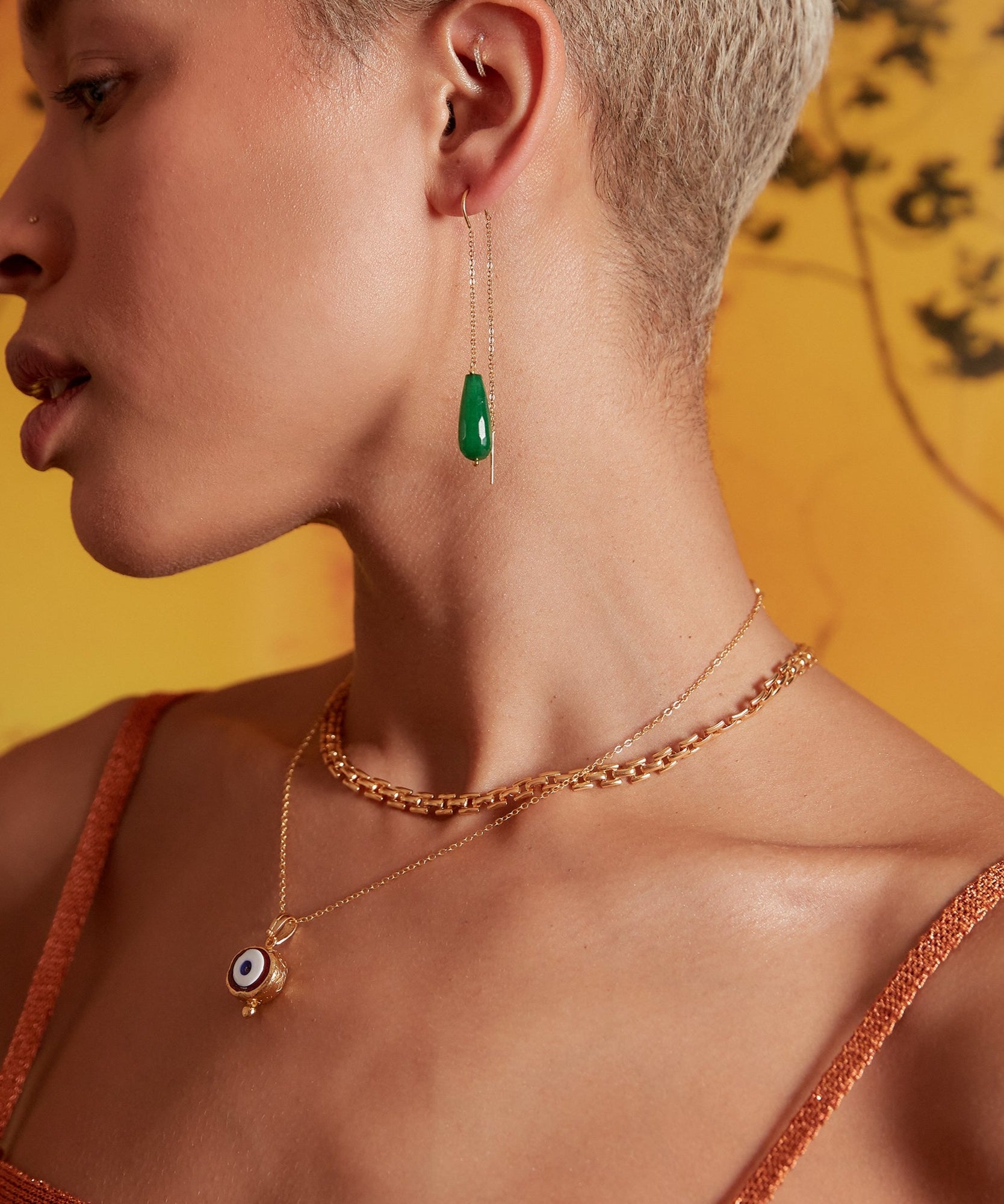 Lottie Green Jade Pull Through Chain Earrings | Sustainable Jewellery by Ottoman Hands