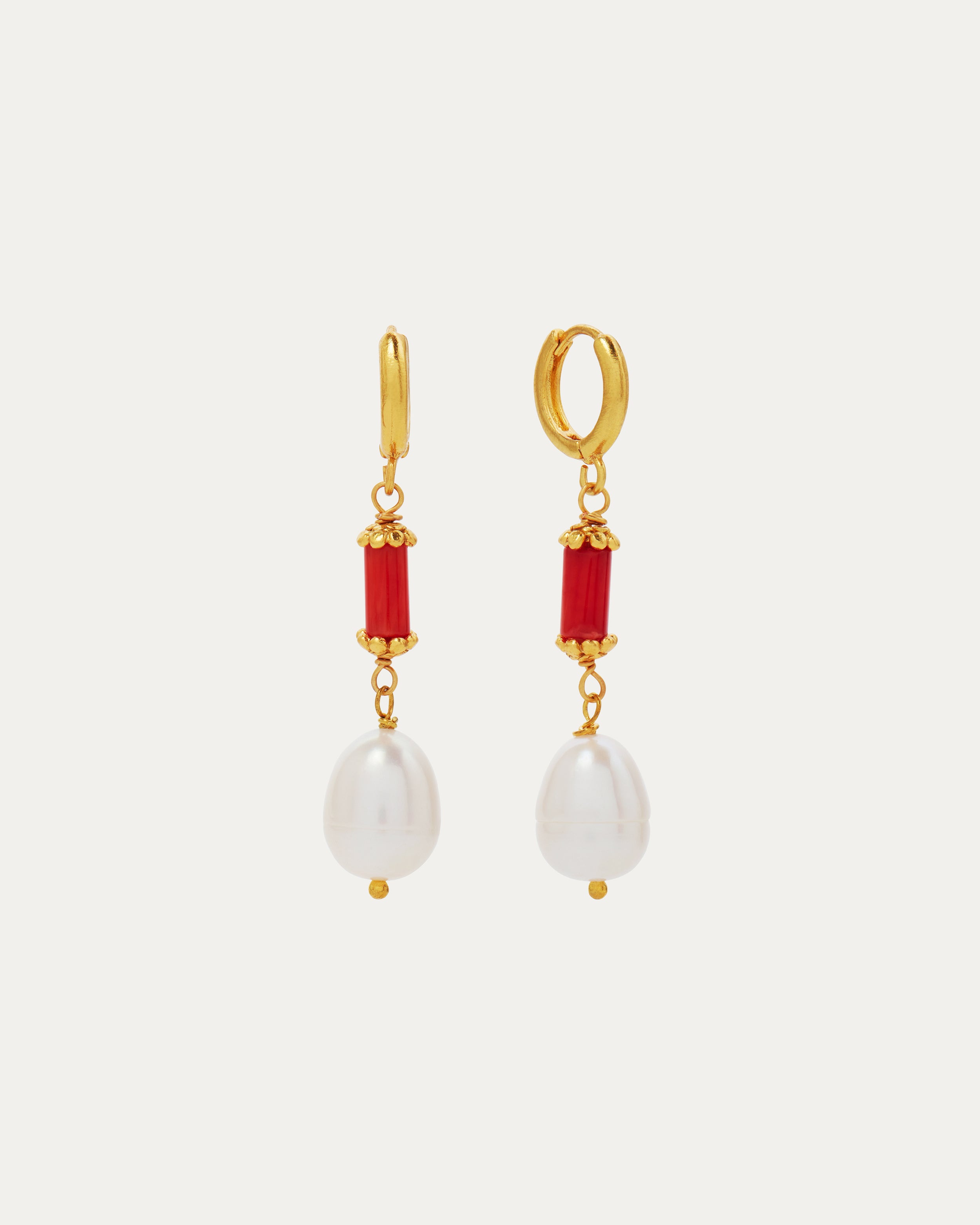 Scarlett Pearl Drop Huggie Earrings | Sustainable Jewellery by Ottoman Hands