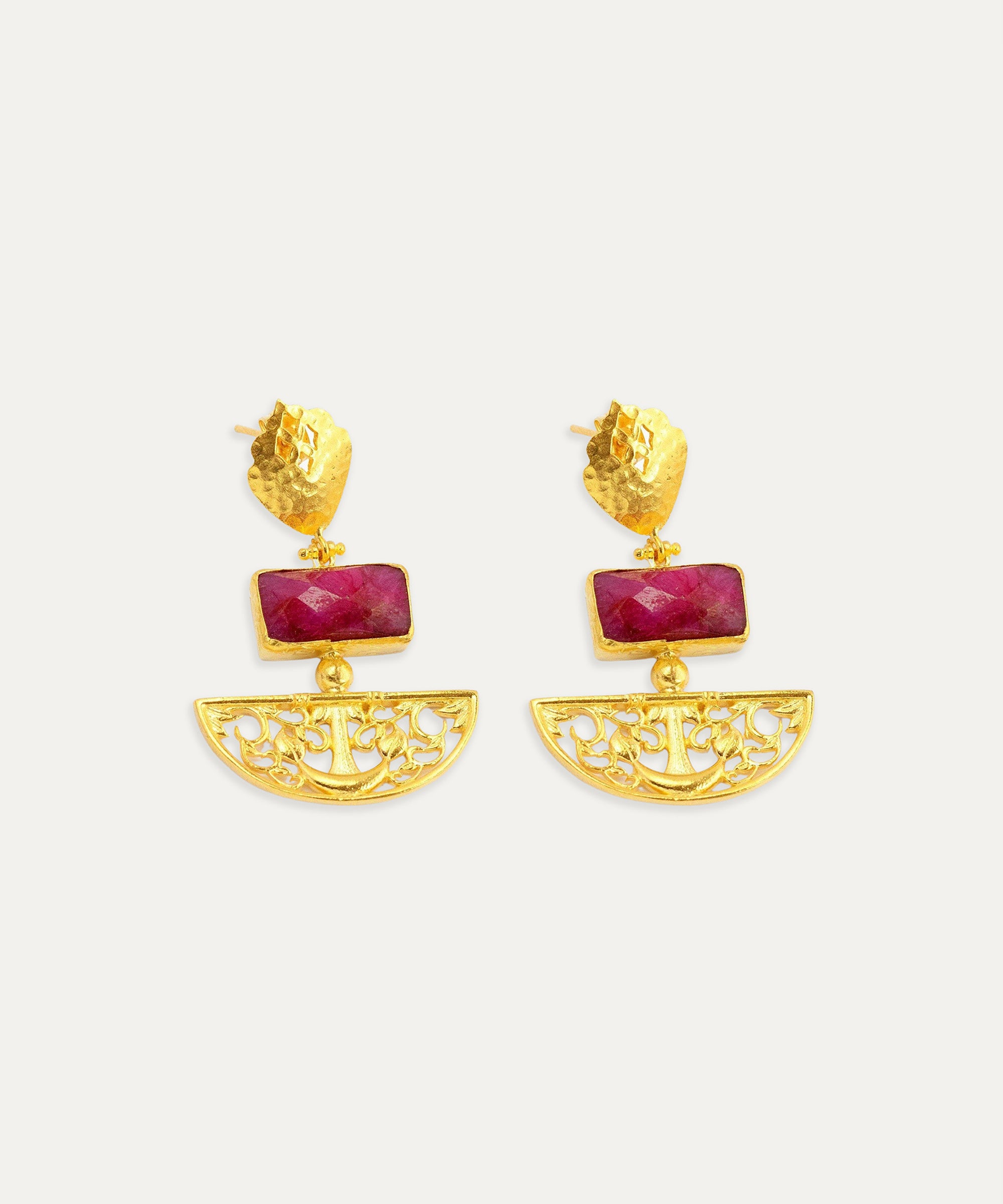 Artemis Ruby Drop Earrings | Sustainable Jewellery by Ottoman Hands